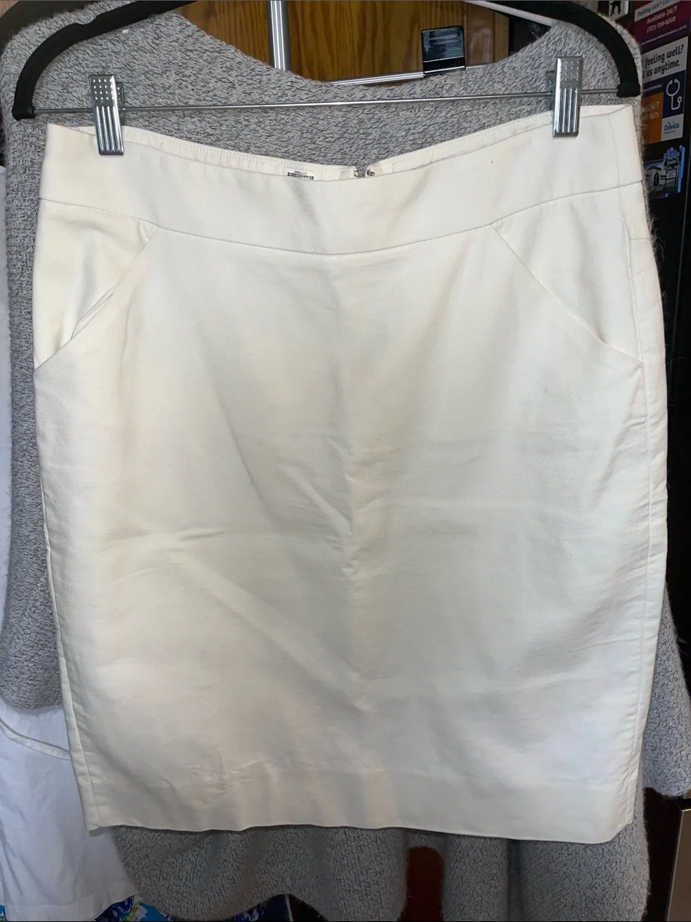 J. Crew White The Pencil Skirt - Double Serge Cotton Size 10